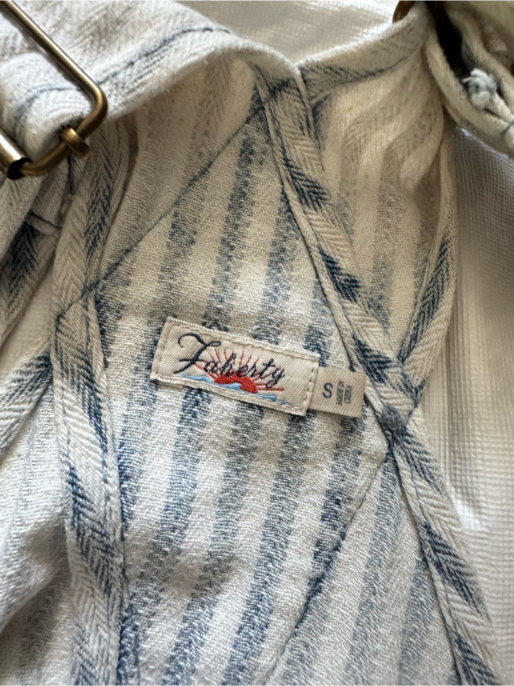 Faherty Light Blue and White Striped Overall Detail - Picture 4 of 4